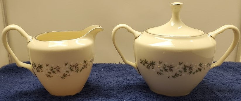 Lenox Brookdale Creamer & Sugar Bowl with Lid LK