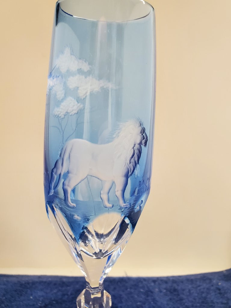 Varga Safari Sky Blue Lion Champagne Flute