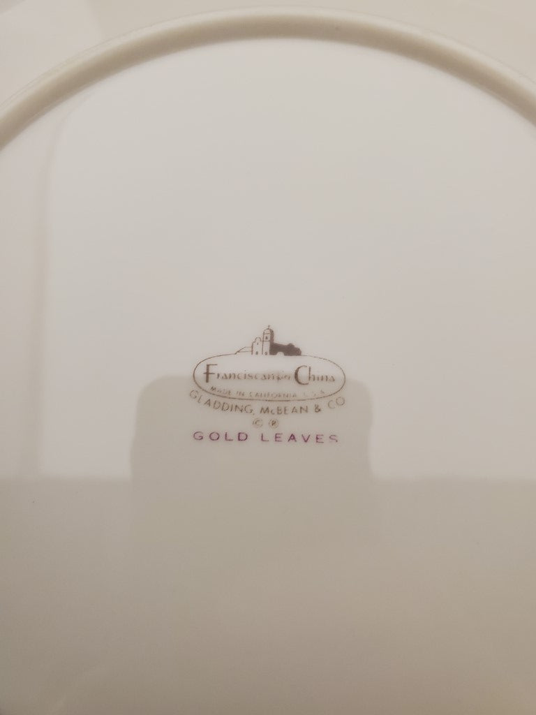 Set of 3 Franciscan Gold Leaves Dinner Plates LK