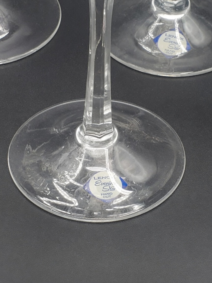 Set of 5 Lenox Crystal Evening Star Water Goblets LK