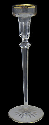 Set of 2 Rogaska Richmond Gold Trim-MultiSided Stem Tall Candlestick (Imperfect)