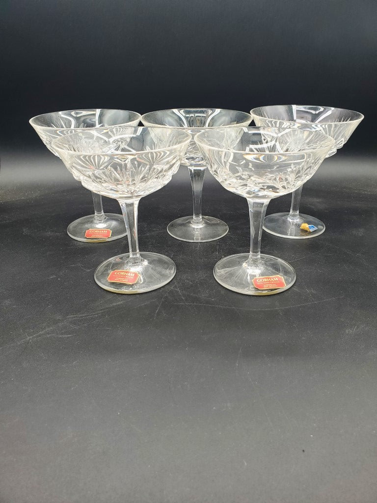 Set of 5 Gorham Cherrywood Clear Champagne/Tall Sherbets LK