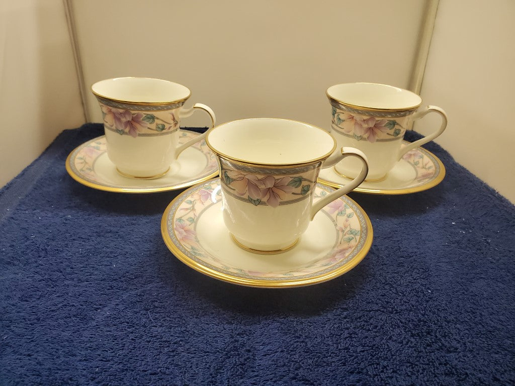 Set of 3 Noritake Embassy Suite Cup & Saucer Sets LK