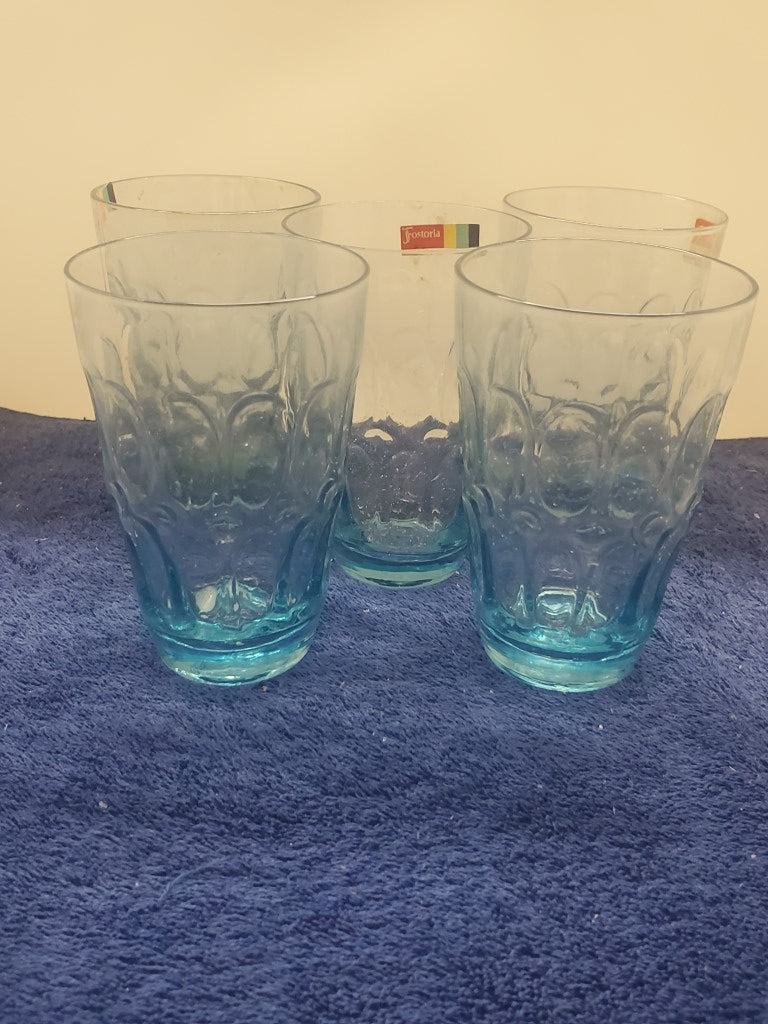 Set of 9 Fostoria Mesa Blue Flat Iced Teas LK