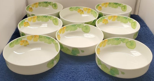 Set of 8 Mikasa Water Lillies Yellow Fruit Bowls LK