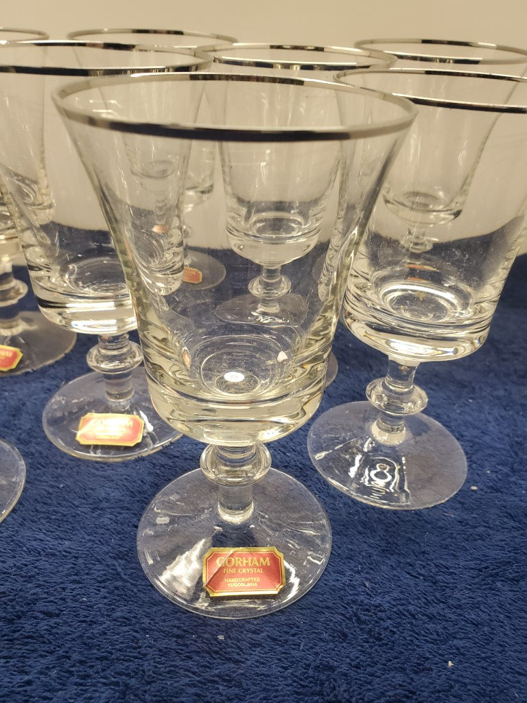 Set of 8 Gorham Crystal First Lady Wine Glasses LK