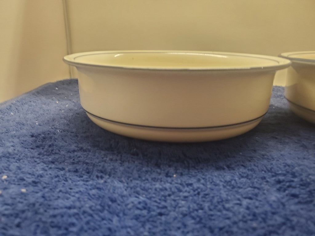 Set of 2 Lenox Blue Prinstripes (For the Blue Patterns) Coupe Soup Bowls LK