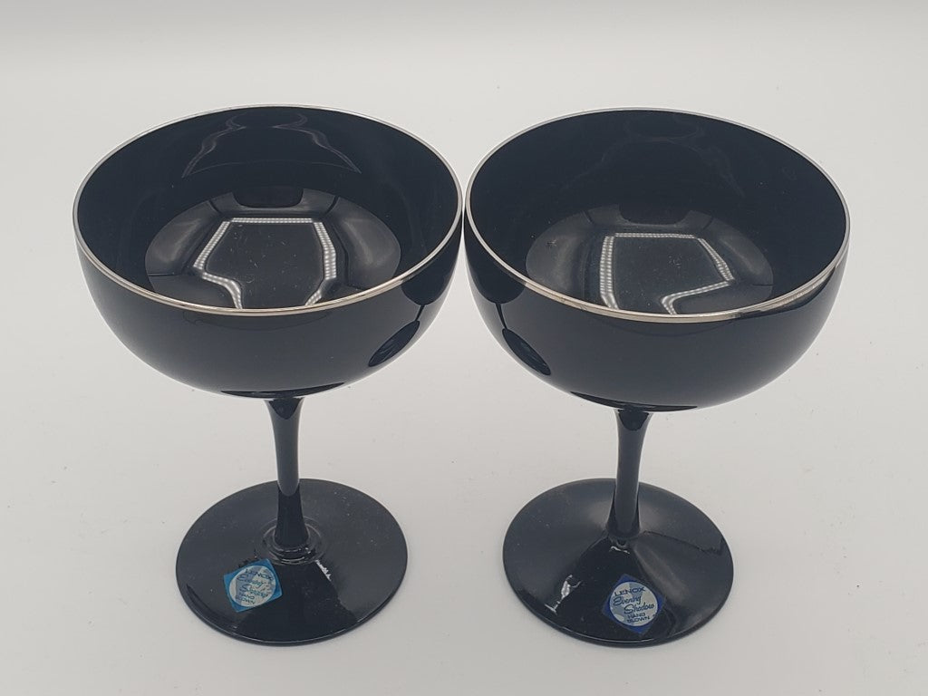 Set of 2 Lenox Crystal Evening Shadow Champagne/Tall Sherbets LK
