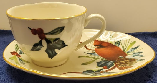 Set of 6 Lenox Winter Greetings Dessert Plate & Cup Sets