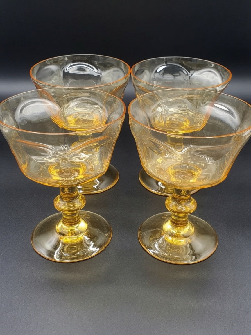 Set of 4 Lenox Crystal Antique Yellow Champagne/Tall Sherbets LK