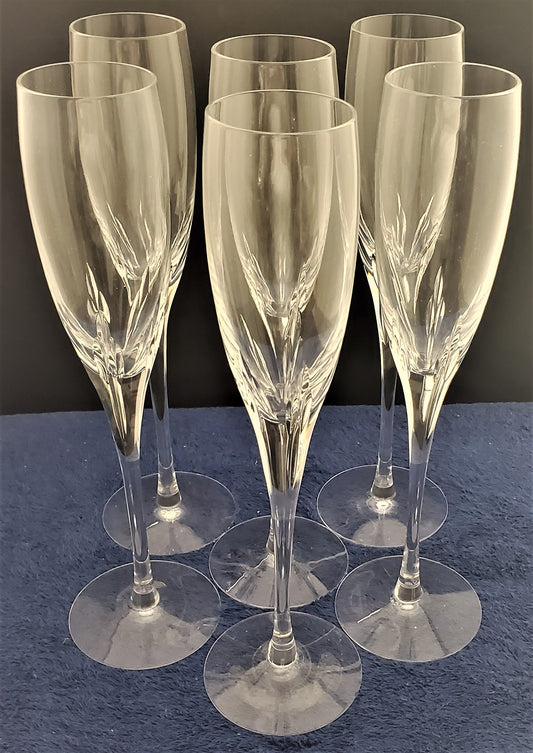 Set of 6 Lenox Firelight-Clear Fluted Champagne Glasses