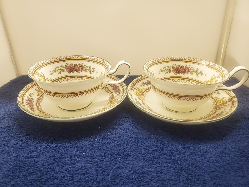 Set of 2 Wedgwood Columbia W595 Cup & Saucer Sets (Peony) LK