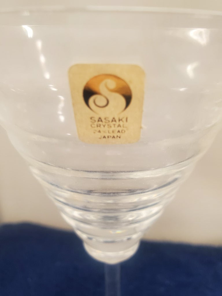 Set of 2 Sasaki Crystal Eclipse Water Goblets LK