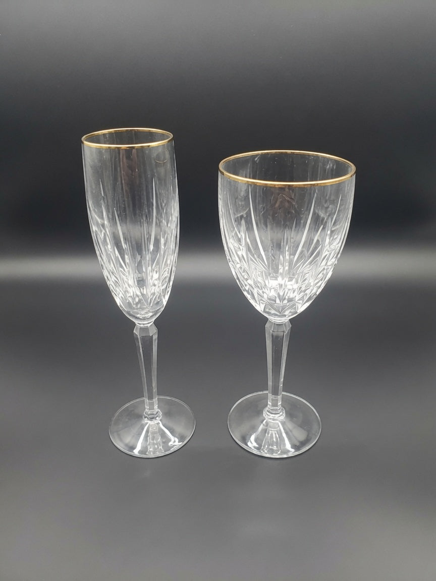 Lenox Crystal Clarity Gold Water Goblet and Champage Flute LK
