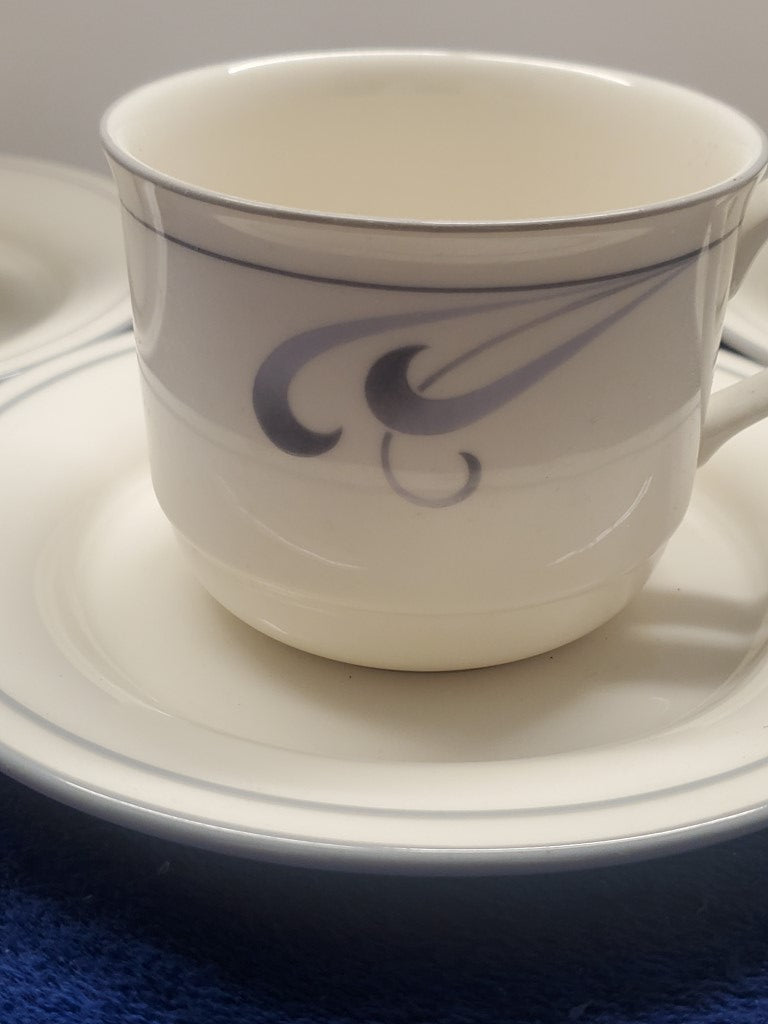 Set of 3 Lenox Grey Brushstrokes Cup & Saucer Sets LK
