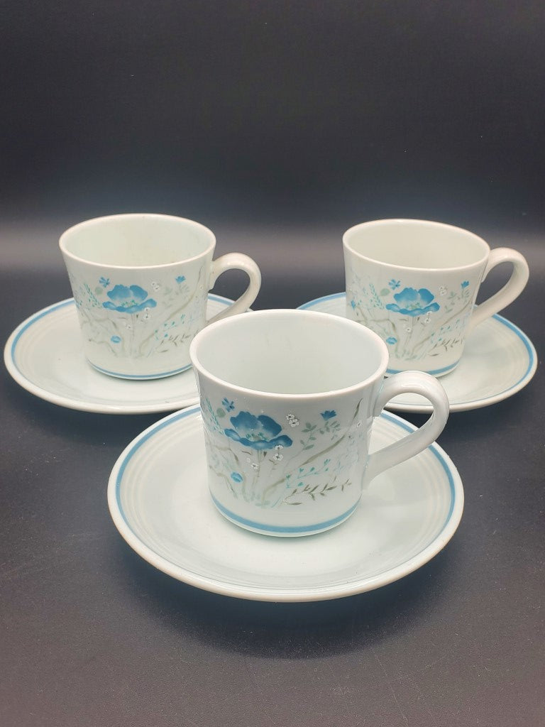 Set of 3 Royal Doulton Morning Dew Cup & Saucer Sets LK