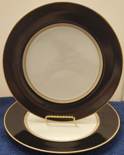 Set of 2 Mikasa Grandeur Black Dinner Plates LK