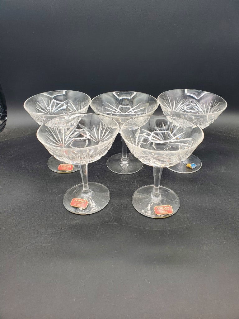 Set of 5 Gorham Cherrywood Clear Champagne/Tall Sherbets LK