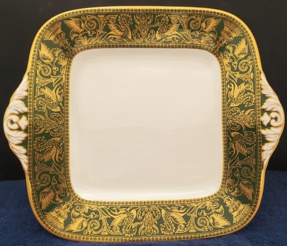 Wedgwood Florentine Dark Green (W4170) Square Handled Cake Plate