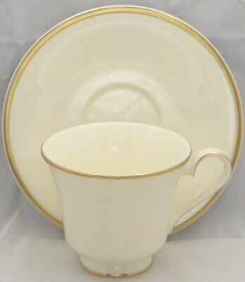 Set of 2 Royal Doulton Heather Gold Trim, Albion Shape Footed Cup & Saucer Sets