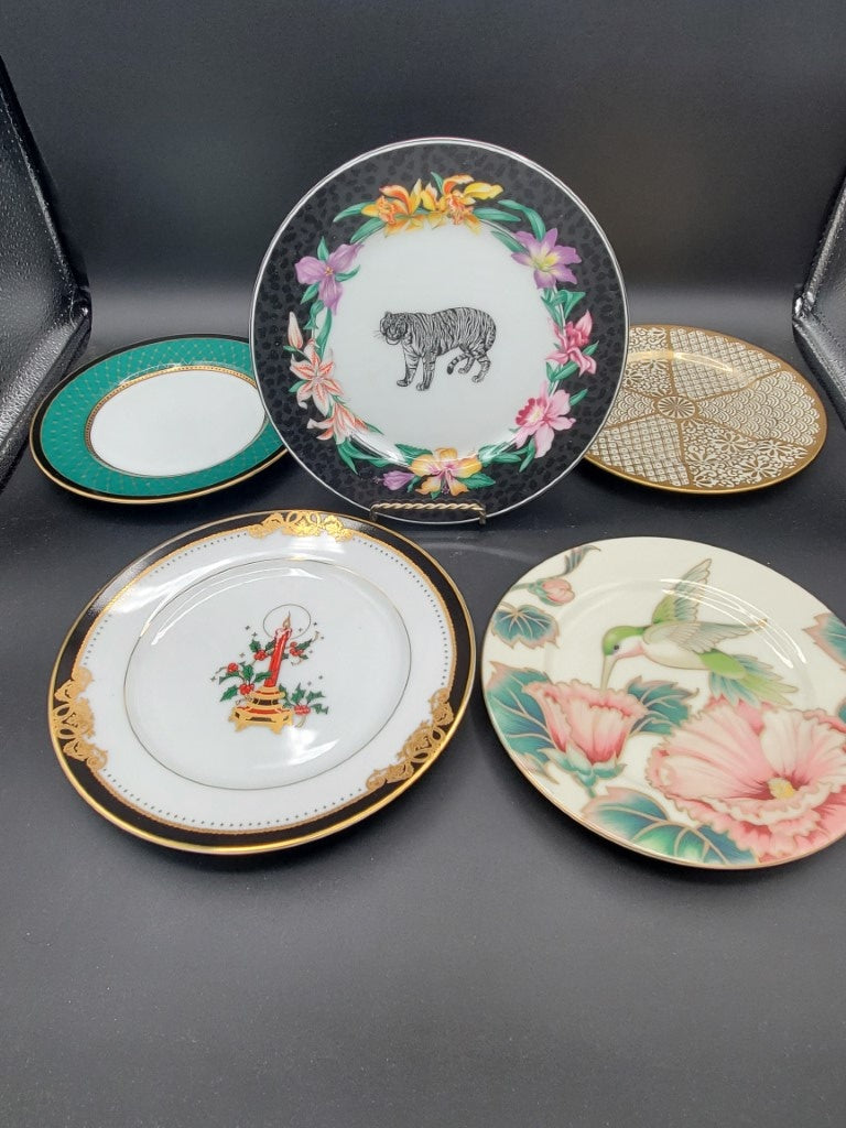 Fitz & Floyd Assorted Lot of Five Decorative Salad Plates LK
