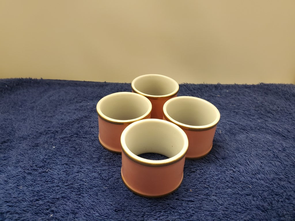 Set of 4 Fitz & Floyd Rondelet Peach Napkin Rings LK