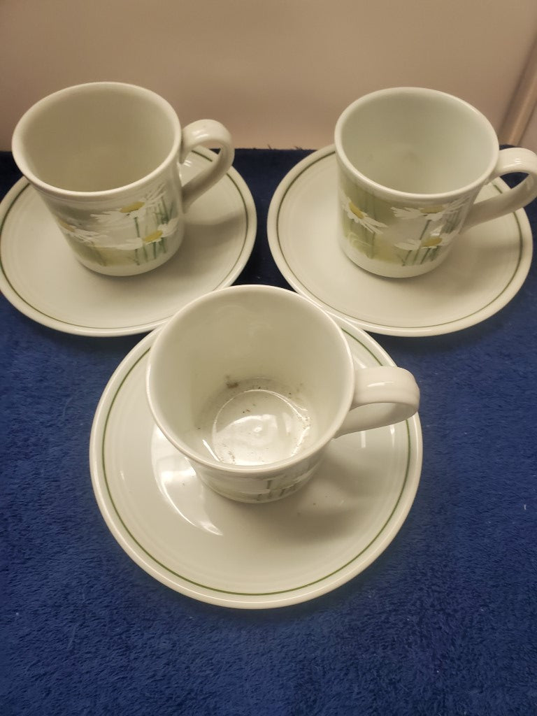 Set of 3 Royal Doulton Daisyfield Cup & Saucer Sets