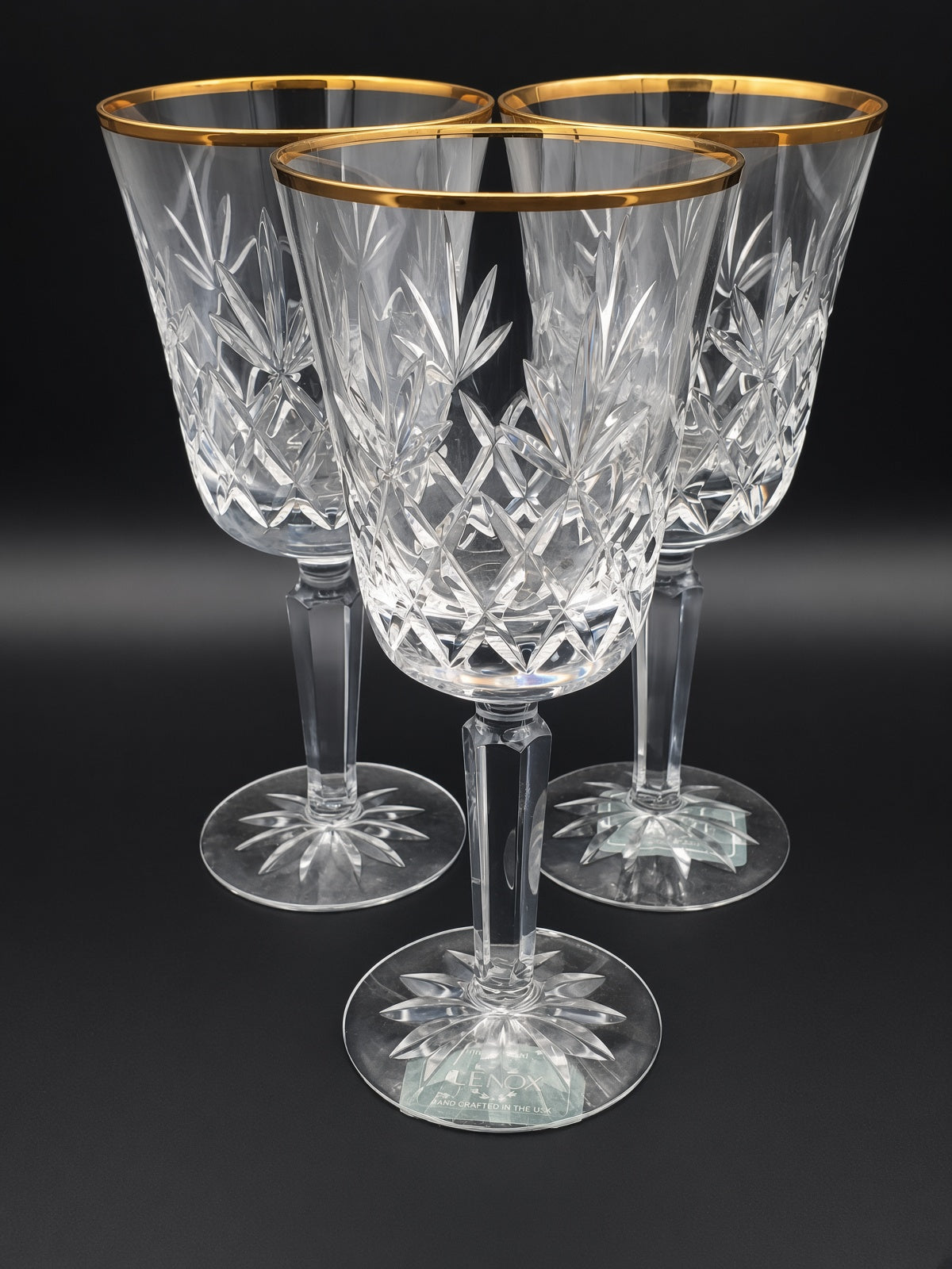 Set of 3 Lenox Charleston Gold Water Goblets LK