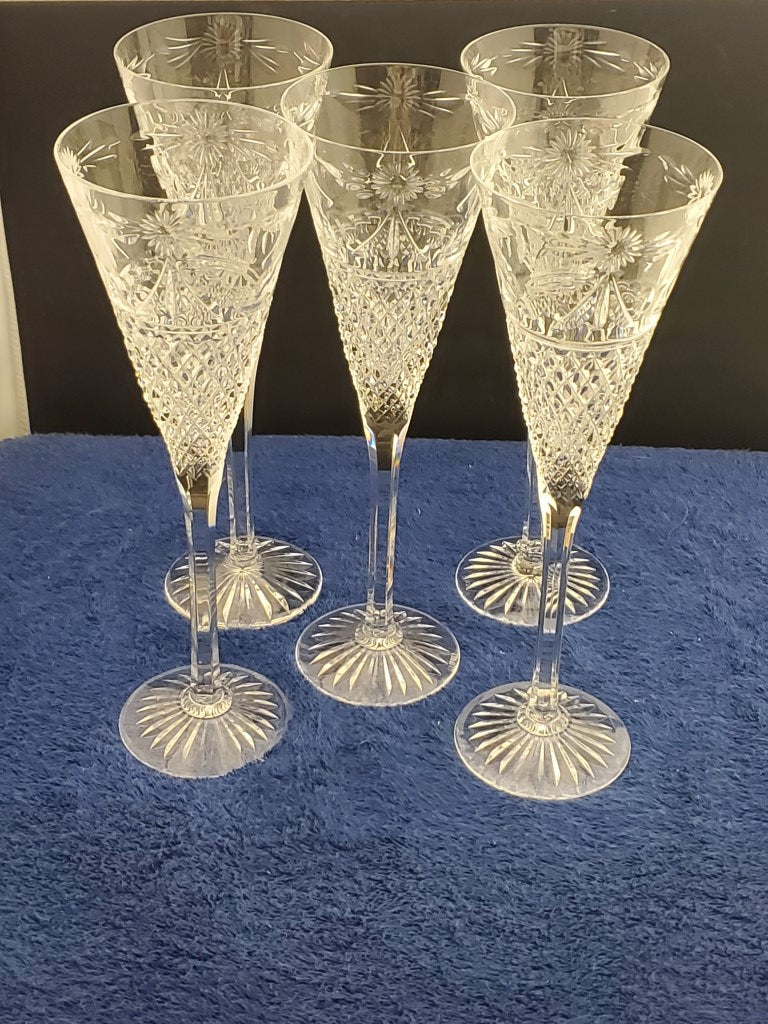 Set of 5 Stuart Beaconsfield Fluted Champagne Glasses