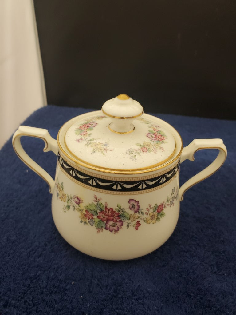 Mikasa Diplomat Creamer and Sugar Bowl with Lid LK