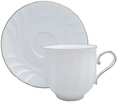 Set of 4 Mikasa Wedding Band Gold Flat Cup & Saucer Sets