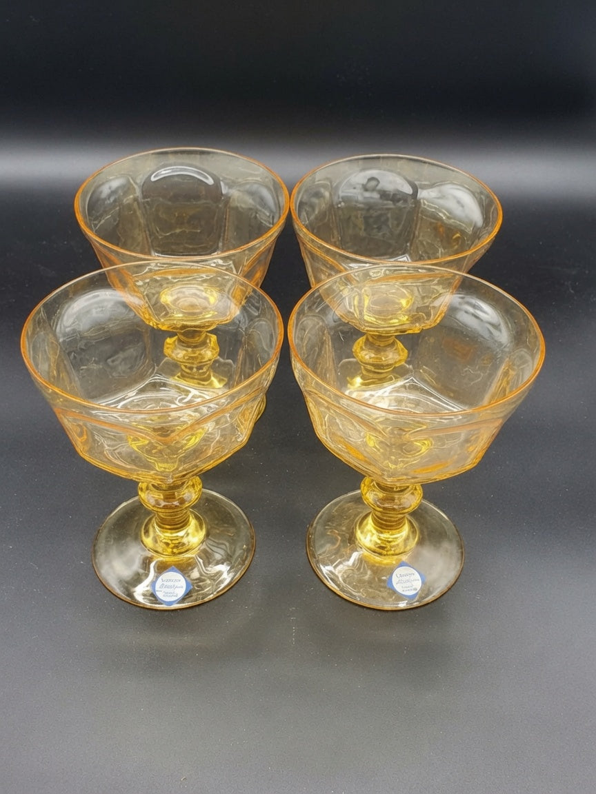 Set of 4 Lenox Crystal Antique Yellow Champagne/Tall Sherbets LK
