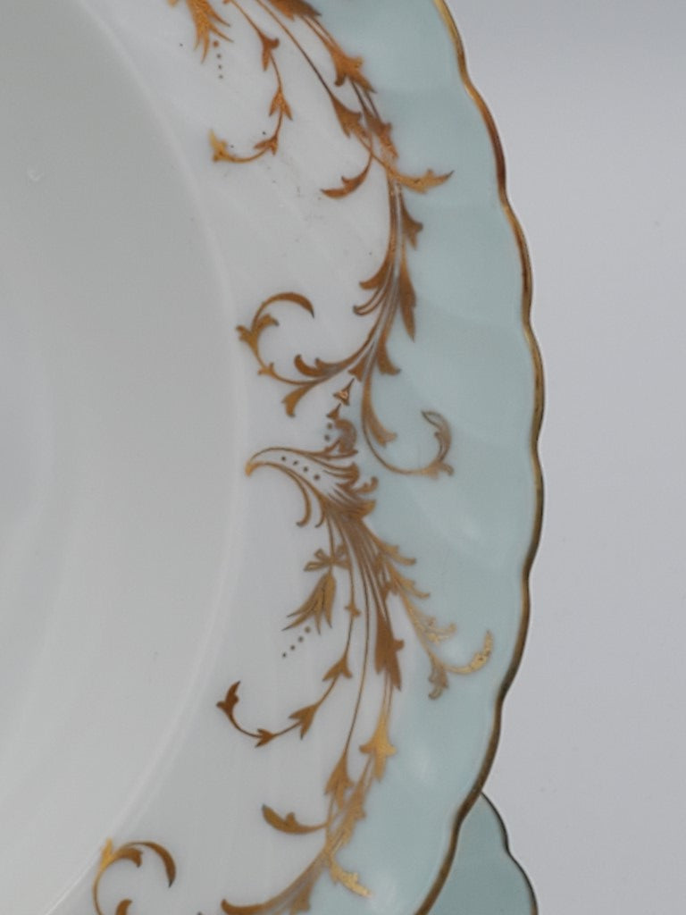 Set of 4 Royal Tettau Elegance Blue Green (Gold Trim) Rim Soup Bowls LK