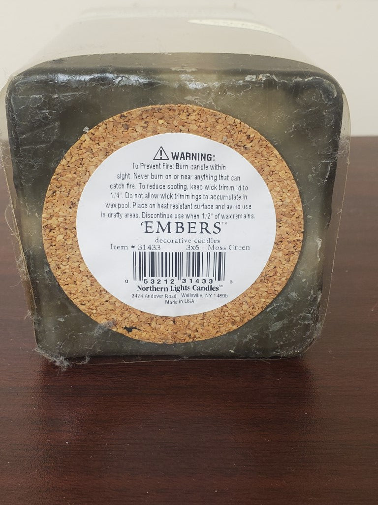 Northern Lights (NLC) Embers Premium Unscented Decorative Candle - Moss Green