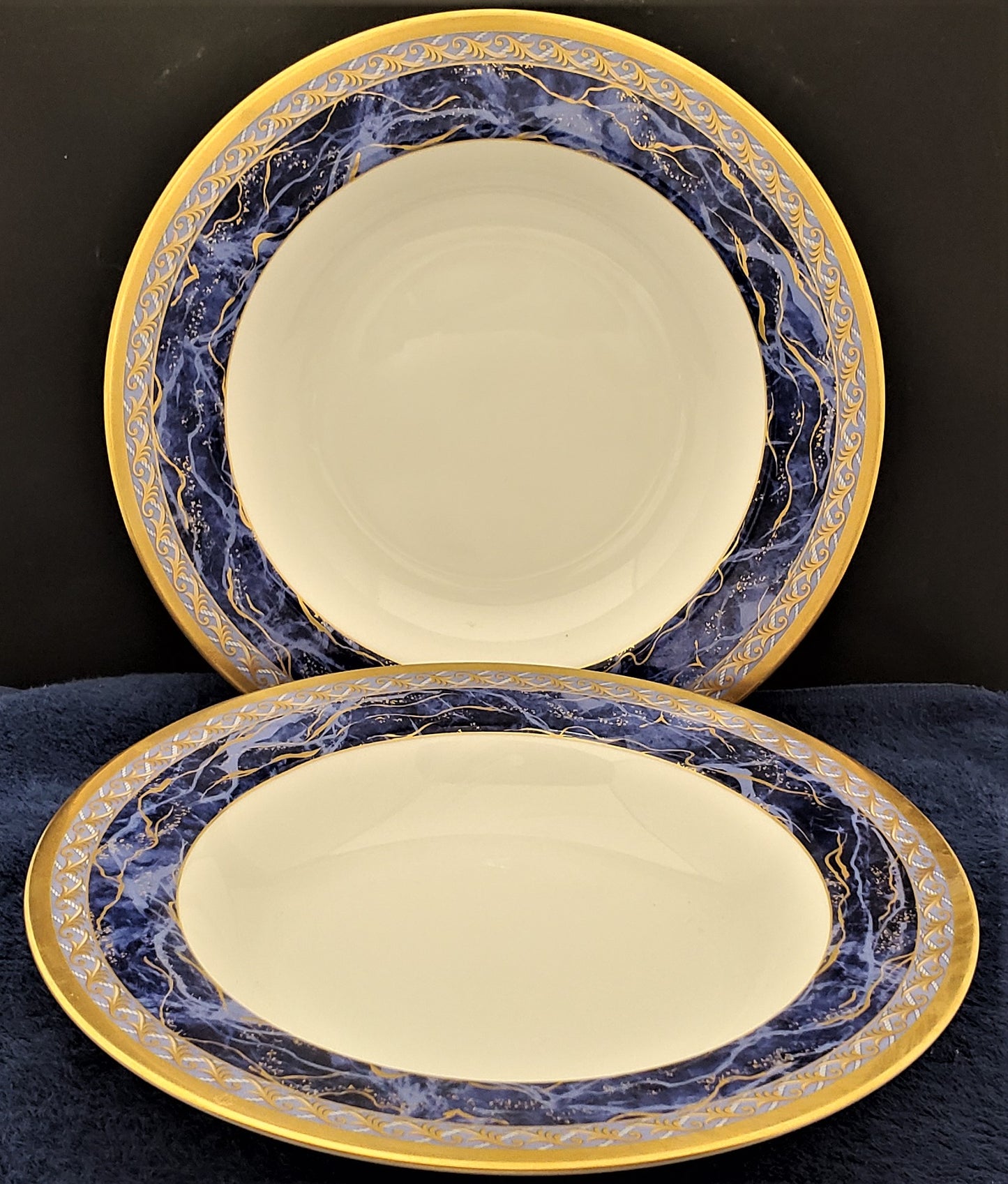 Set of 2 Christian Dior Azure Royale Rim Soup Bowls LK