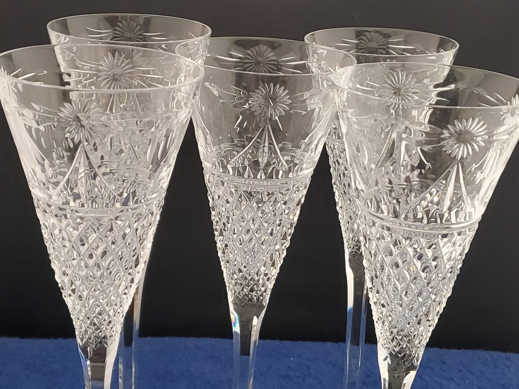 Set of 5 Stuart Beaconsfield Fluted Champagne Glasses