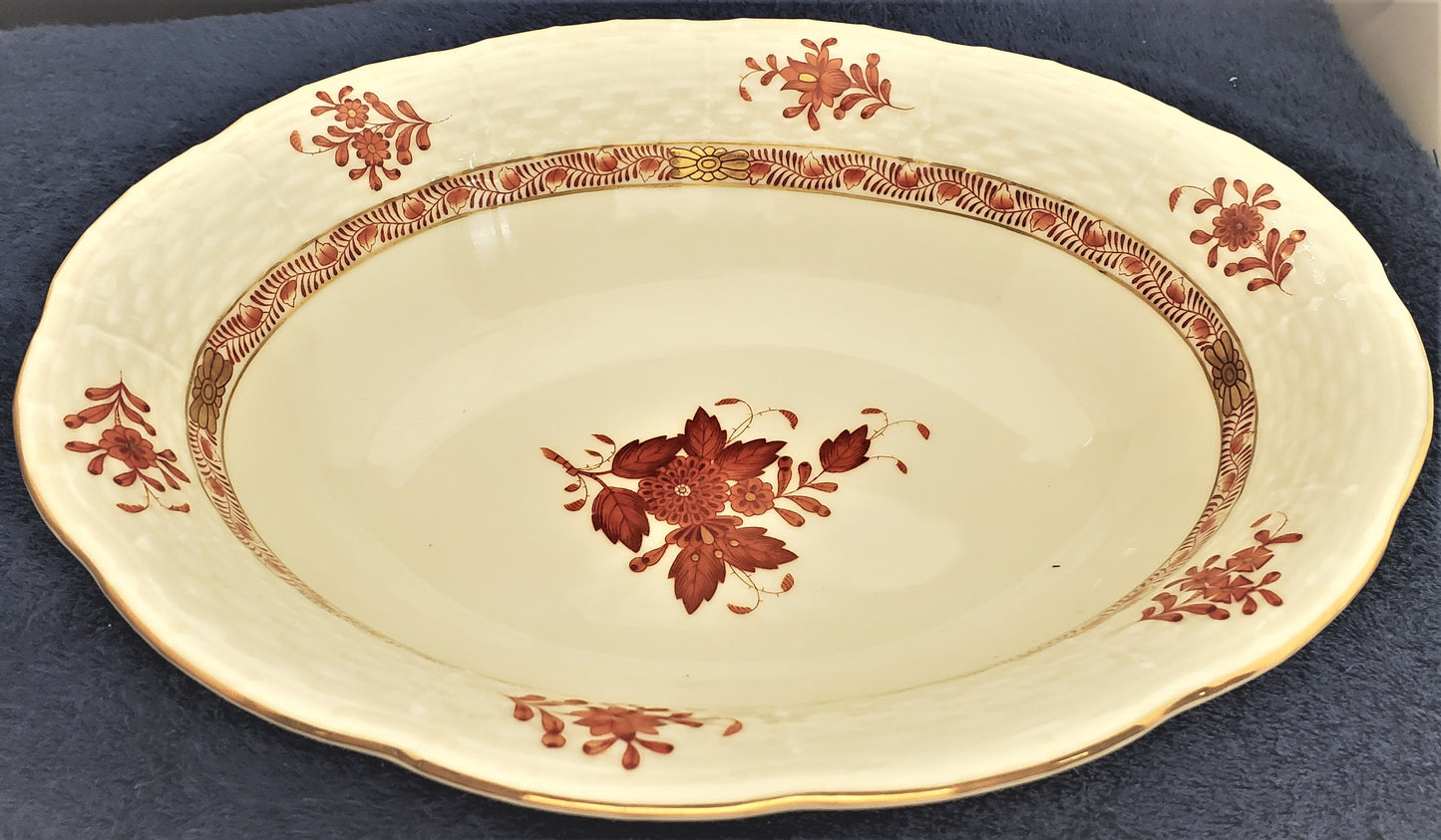 Herend Chinese Bouquet Rust (AOG) Oval Vegetable Bowl (381, 1947)