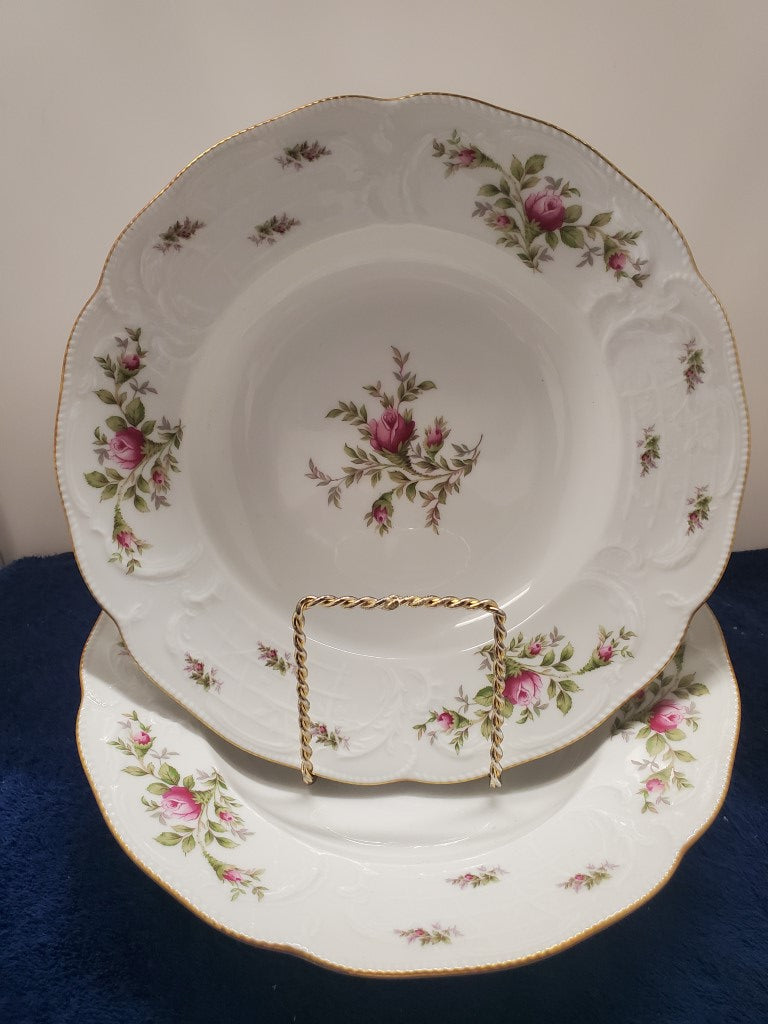 Set of 2 Rosenthal Sanssouci Rose White (Gold Trim) Rim Soup Bowls LK
