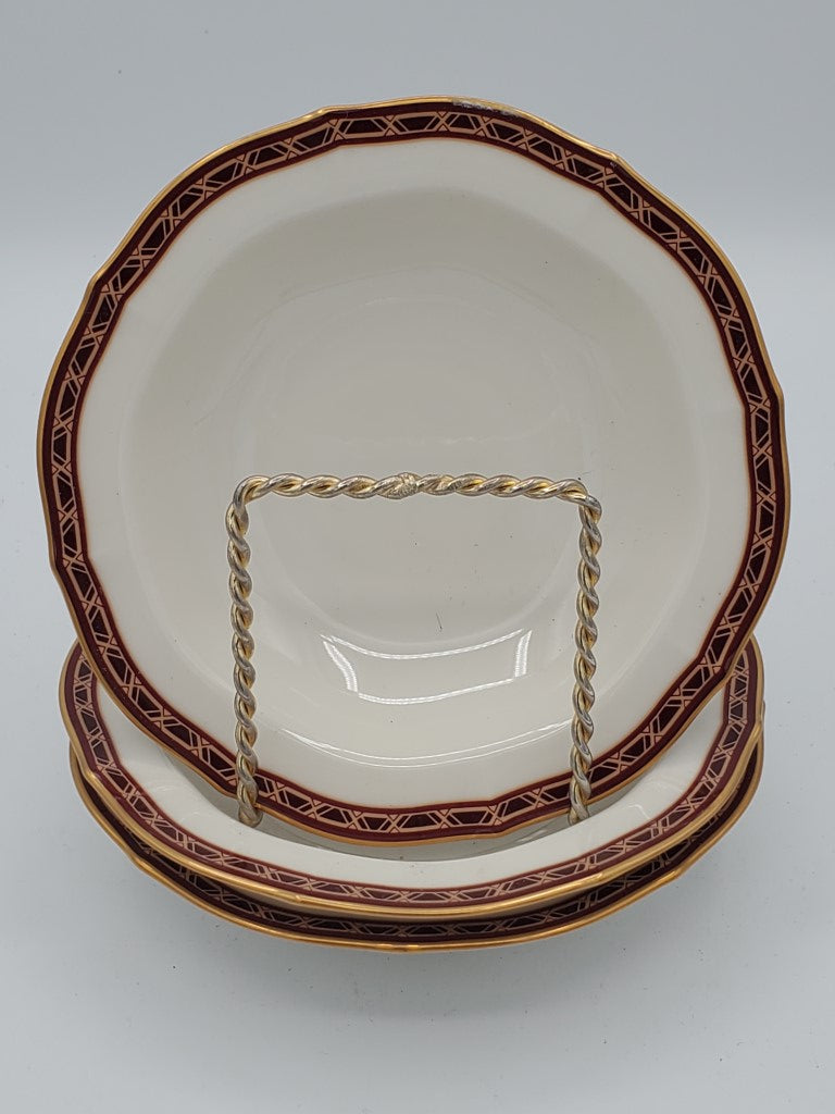 Set of 3 Noritake Burgundy Royale Fruit Bowls LK