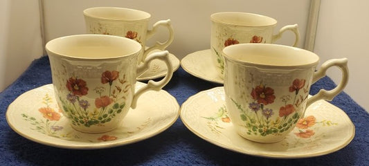 Set of 4 Mikasa Margaux Cup & Saucer Sets LK