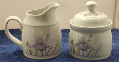 Royal Doulton Blue Iris Creamer & Sugar Bowl with Lid Set LK