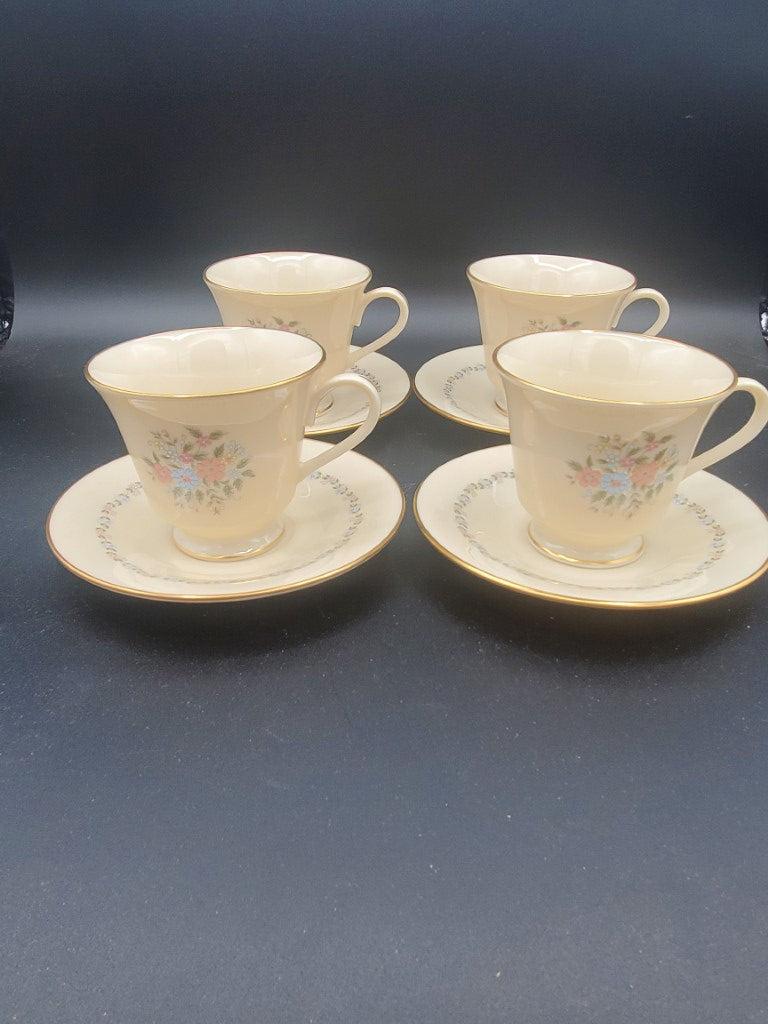 Set of 4 Lenox Christie Cup & Saucer Sets LK