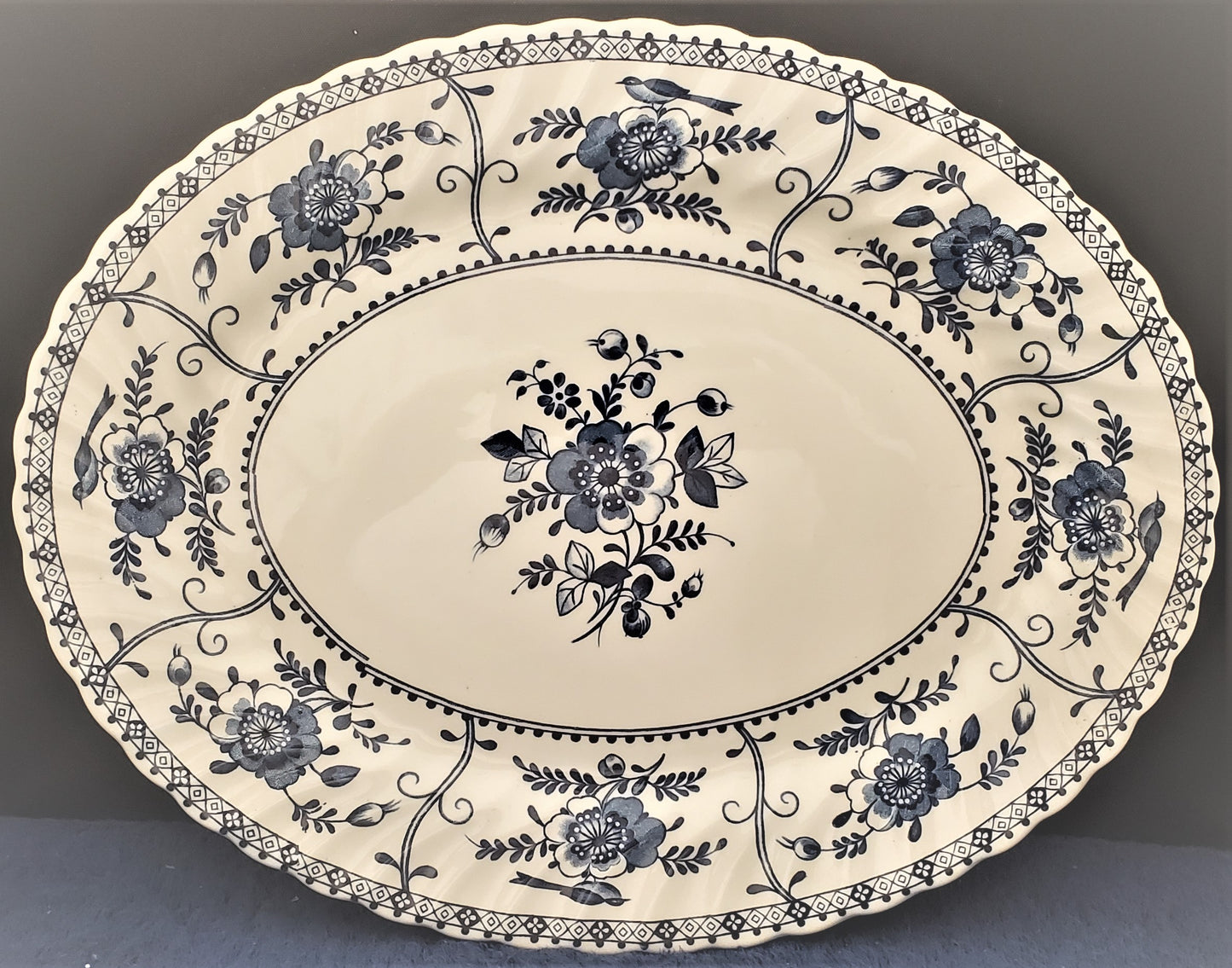 Johnson Brothers Indies Blue 12" Oval Serving Platter