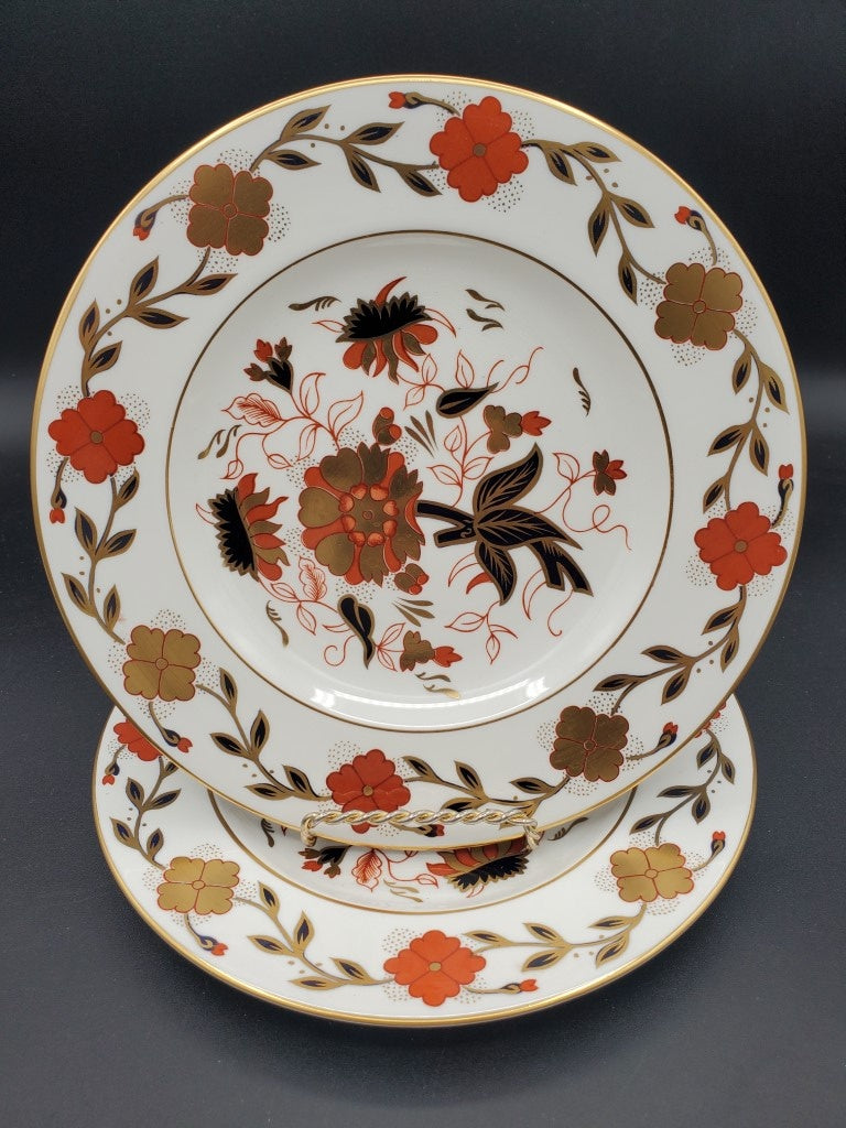 Set of 2 Royal Crown Derby Asian Rose (Duesbury Shape) Salad Plates LK