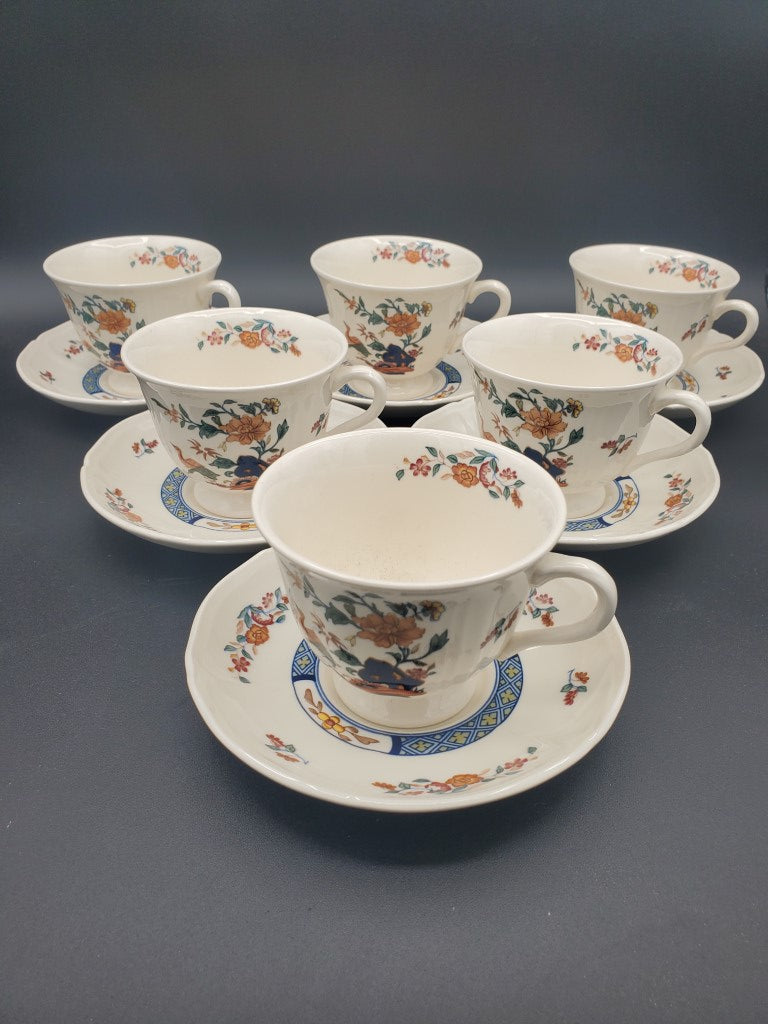 Set of 6 Wedgwood Chinese Teal Cup & Saucer Sets LK