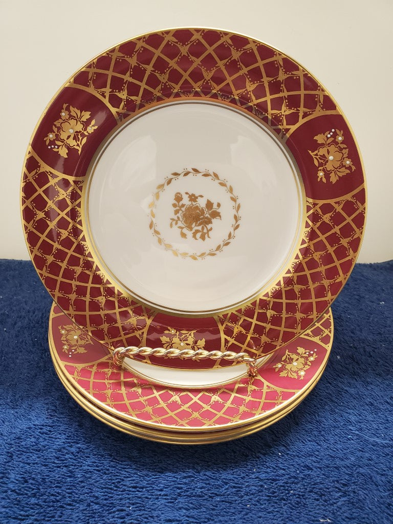 Set of 3 Spode Viscount Crimson Dinner Plates LK