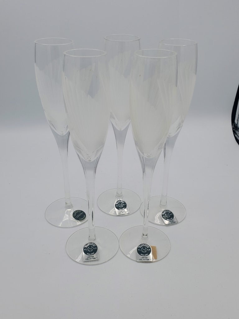 Set of 5 Lenox Crystal Fanlight Champagne Flutes LK