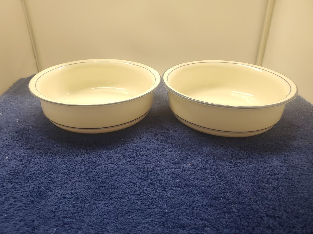 Set of 2 Lenox Blue Prinstripes (For the Blue Patterns) Coupe Soup Bowls LK