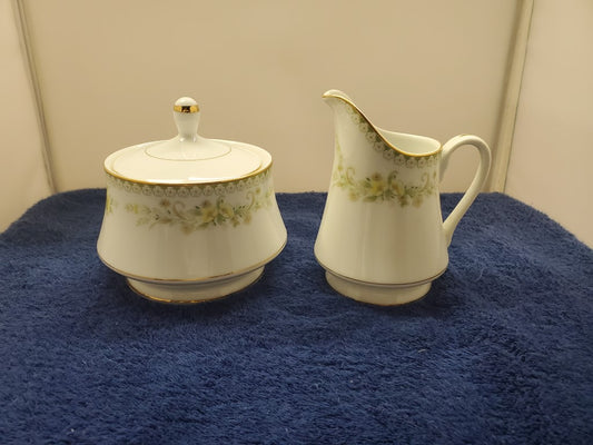 Mikasa Greenbriar Sugar Bowl with Lid and Creamer