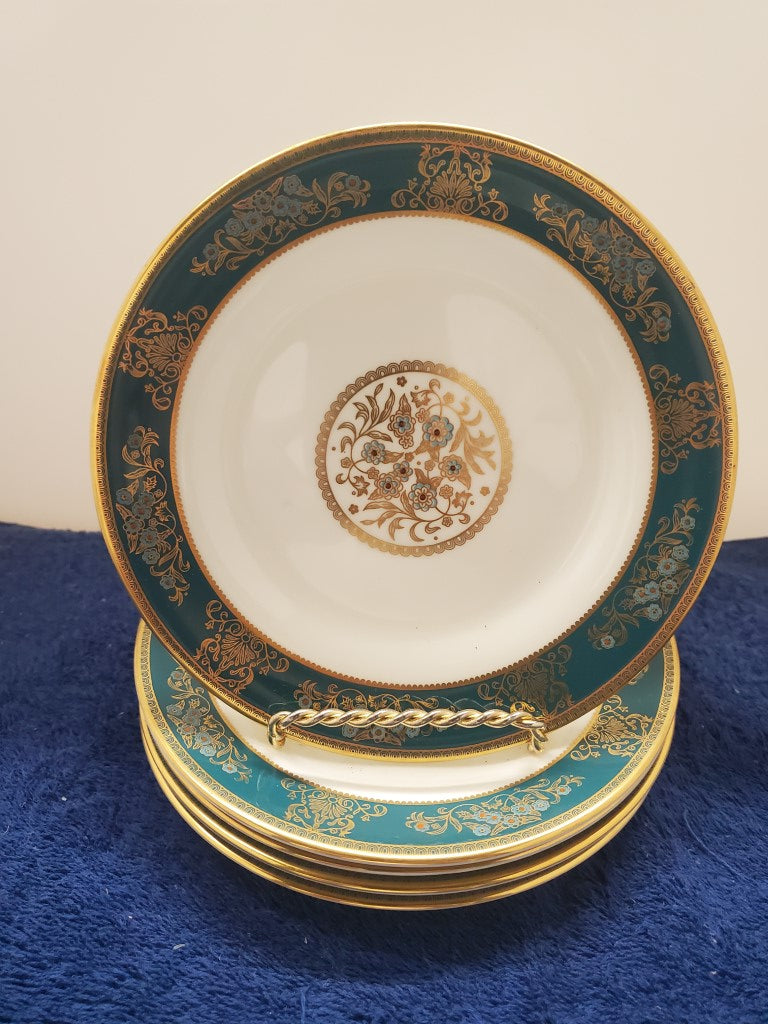 Set of 5 Wedgwood Agincourt Blue Green Bread & Butter Plates LK